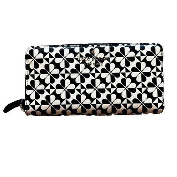 Kate Spade❤️last one❤️Large Continental Wallet Black and White Zip around NWOT - Picture 1 of 14